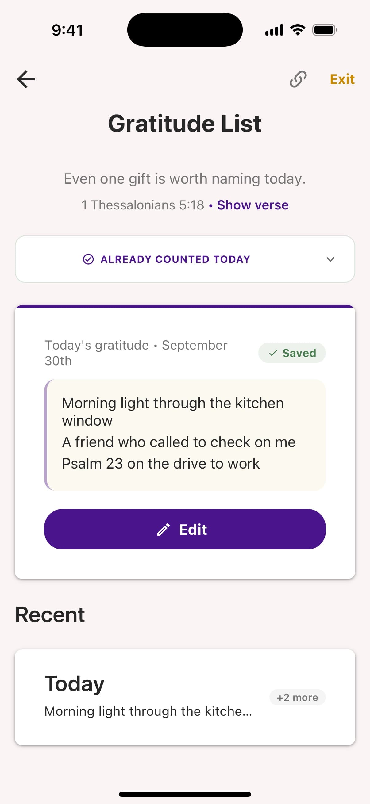 Today’s gratitude entry with three short gifts